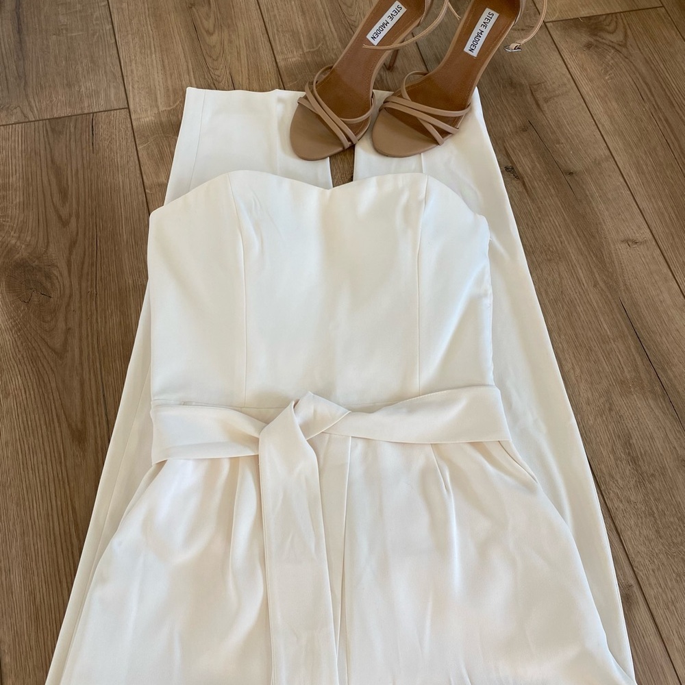 H&M Size 2 Strapless Off-White Jumpsuit